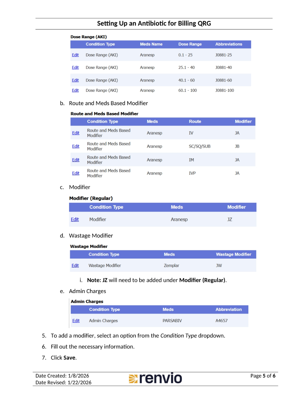 Setting Up Modifiers and Admin Charges