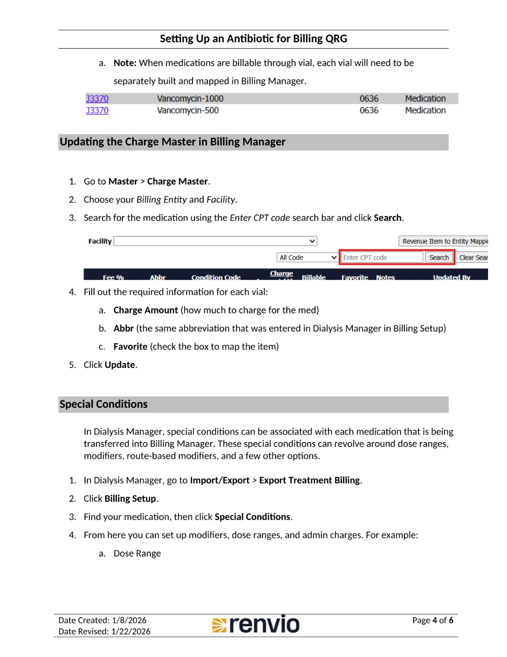 Updating Charge Master and Special Conditions