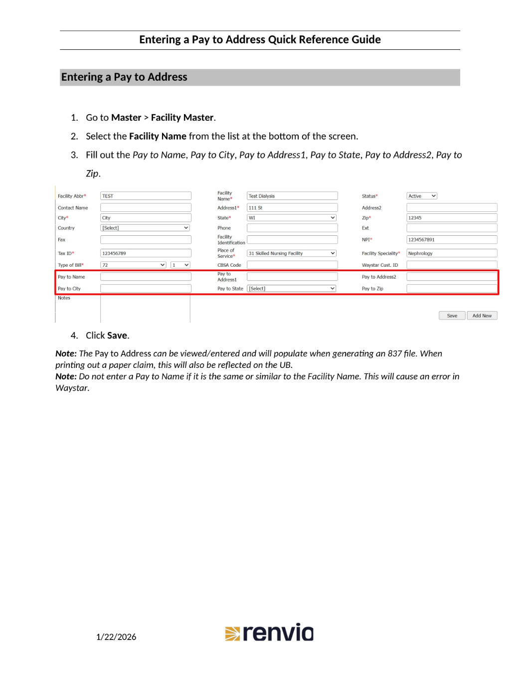 Entering a Pay to Address