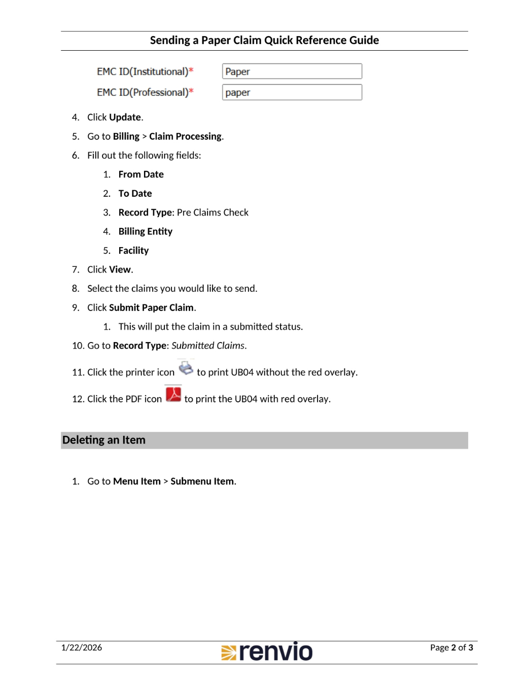 Printing a Claim and Mailing it Yourself