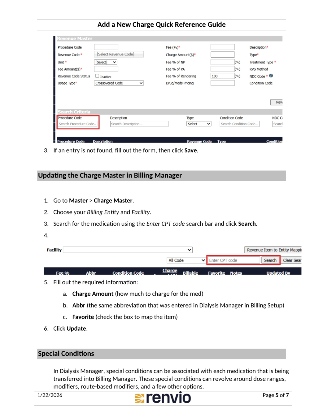 Updating the Charge Master in Billing Manager