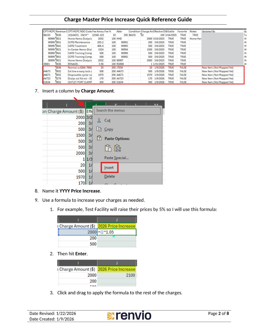 Inserting a Column for Charge Amount