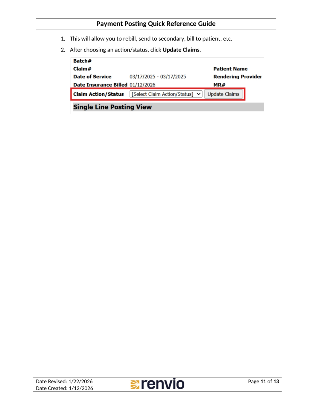 Single Line Posting View