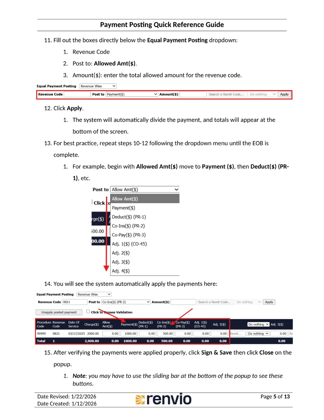 Completing Payment Posting Details