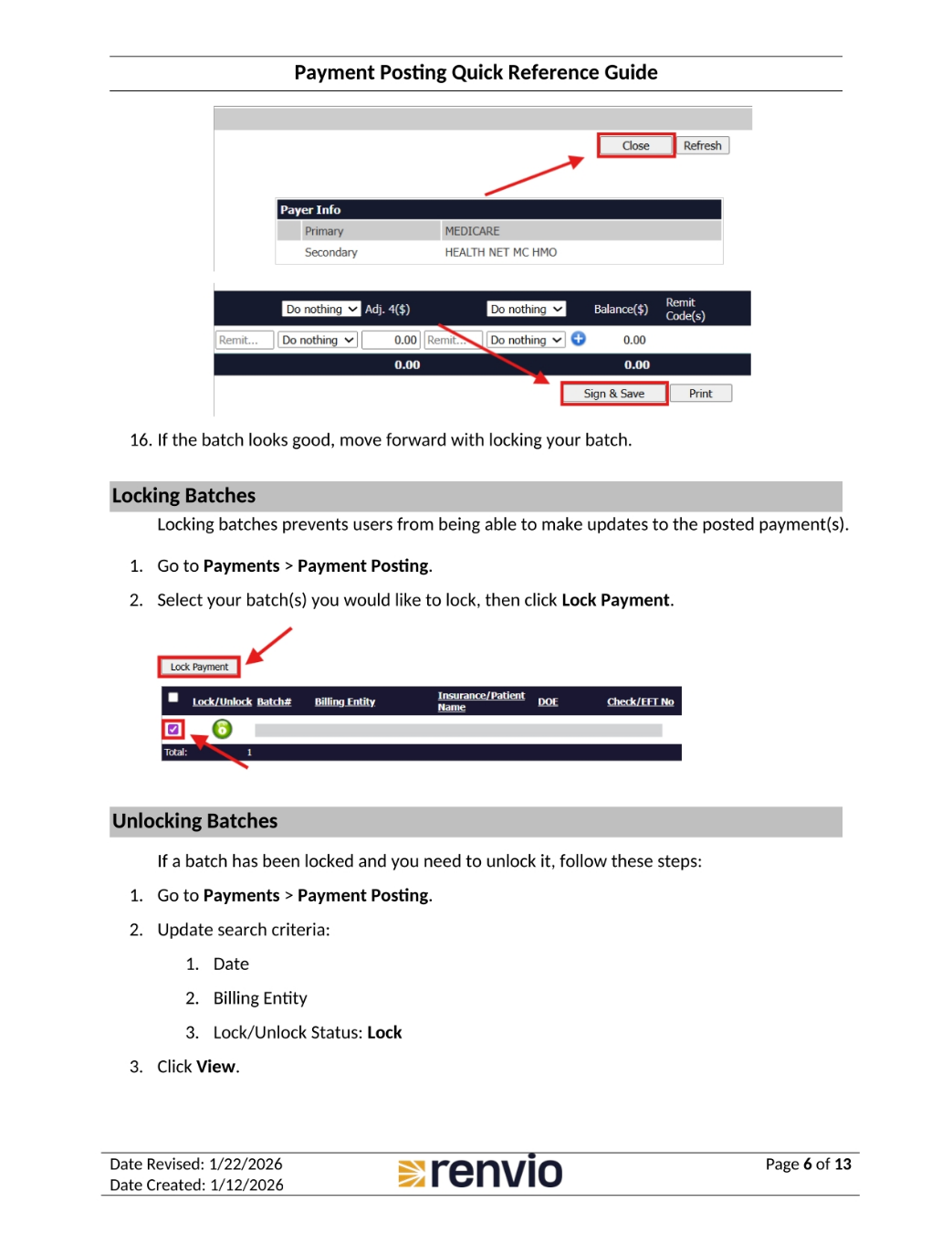 Locking and Unlocking Batches