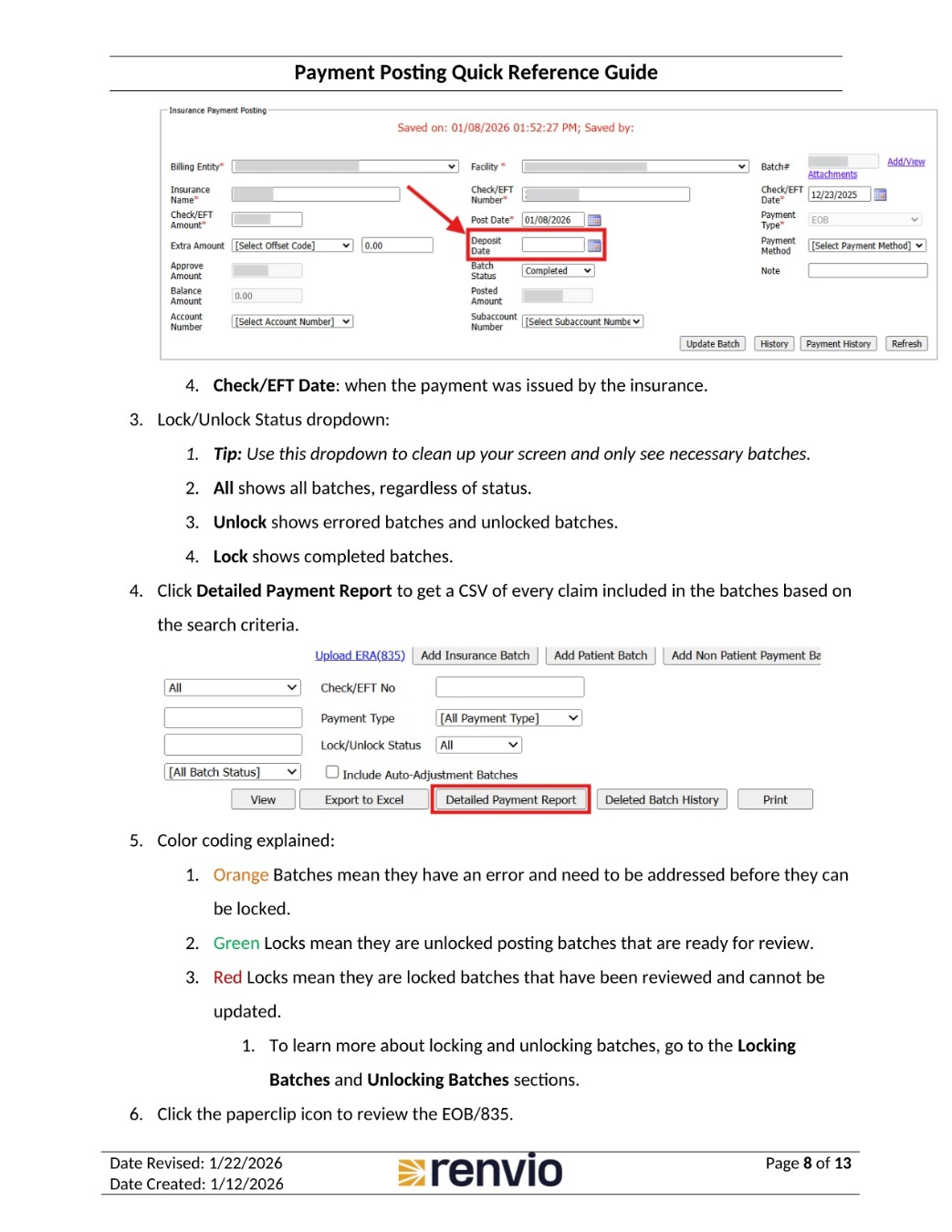 Insurance Payment Posting Details