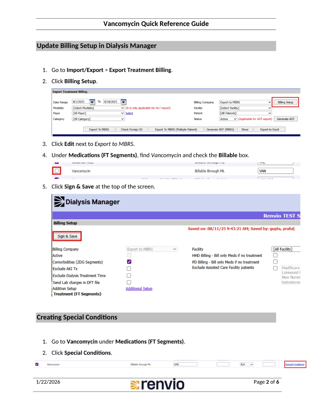 Updating Billing Setup for Vancomycin