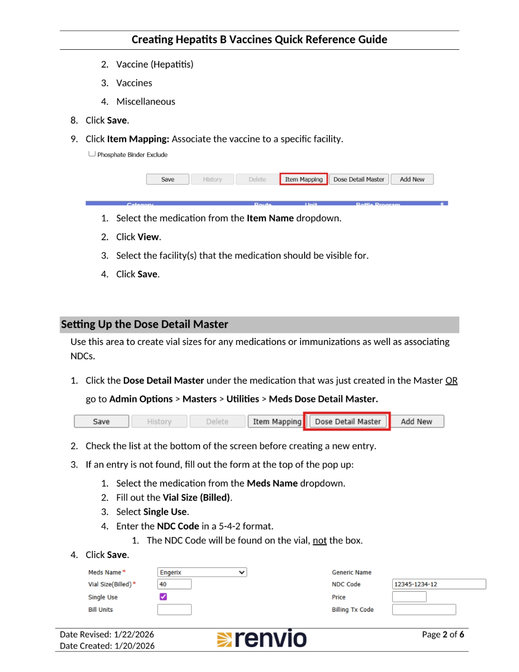 Setting Up the Dose Detail Master