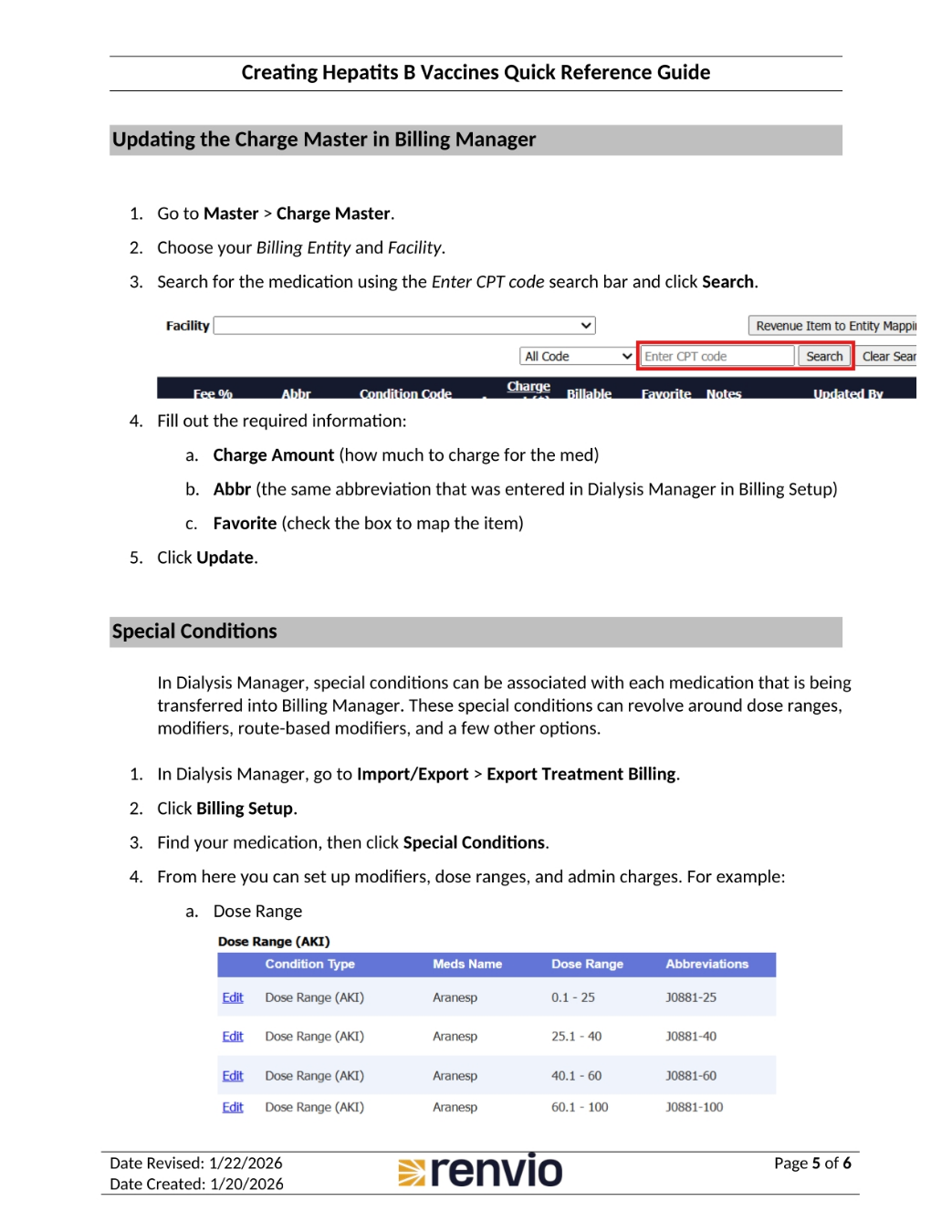 Updating the Charge Master in Billing Manager