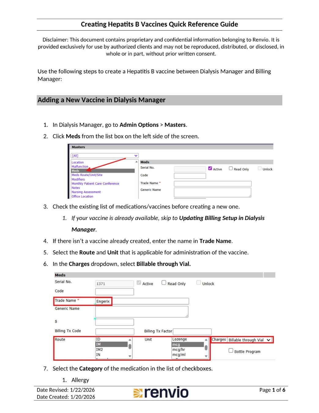 Adding a New Vaccine in Dialysis Manager