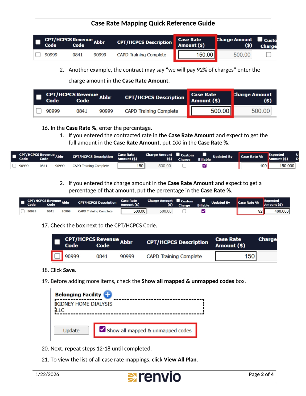 Entering Case Rate and Charge Amounts