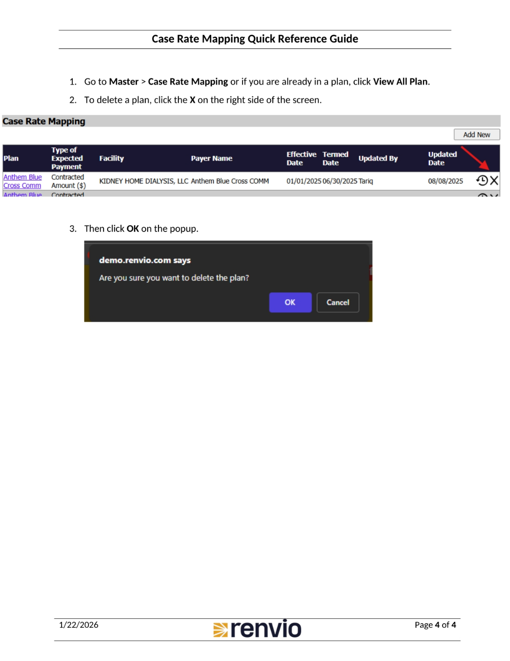 Deleting a Case Rate